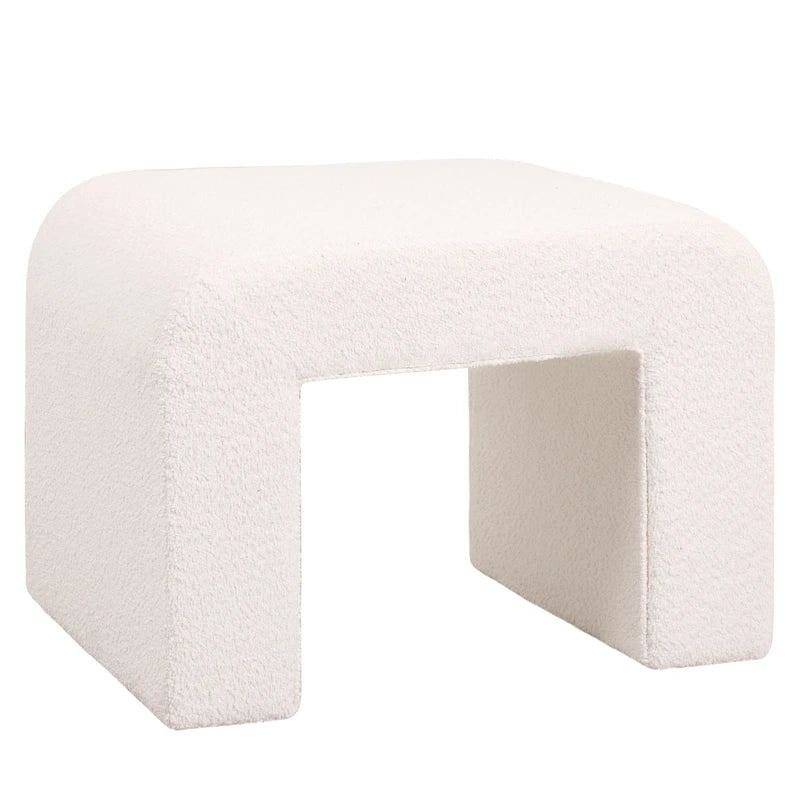 Banco moderno 26 tapizado en terciopelo o bouclé, con asiento de espuma acolchada, para sala de estar, dormitorio y oficina en casa