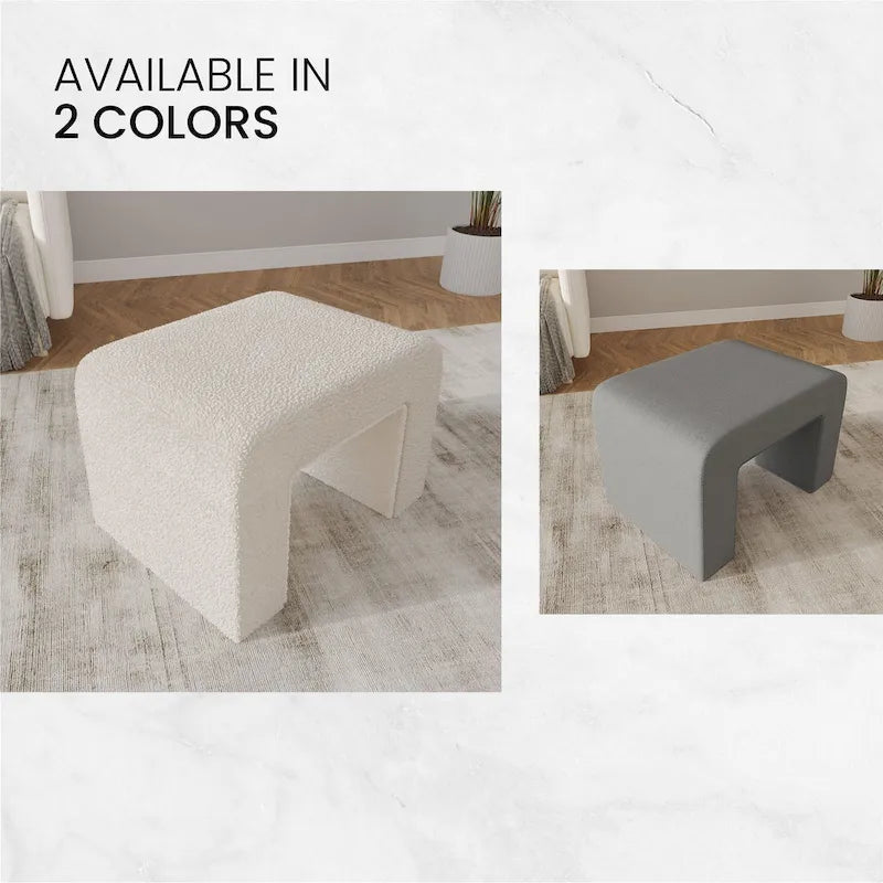 Banco moderno 26 tapizado en terciopelo o bouclé, con asiento de espuma acolchada, para sala de estar, dormitorio y oficina en casa
