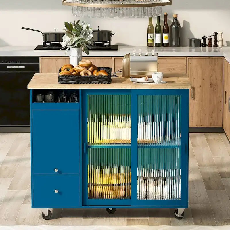 Carrito de cocina plegable con luces LED