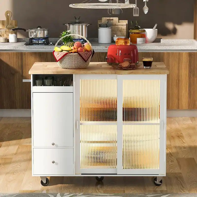 Carrito de cocina plegable con luces LED