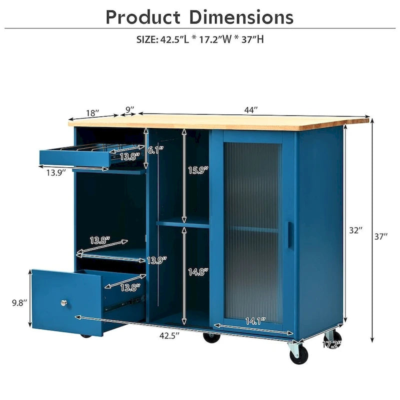 Carrito de cocina plegable con luces LED