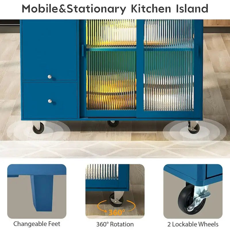 Carrito de cocina plegable con luces LED