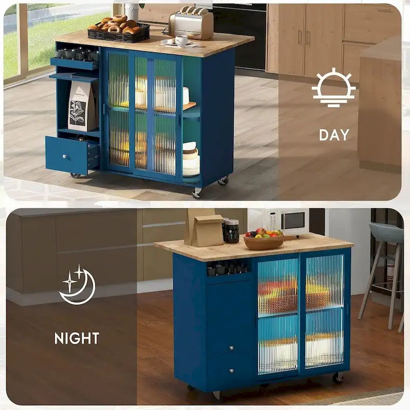 Carrito de cocina plegable con luces LED