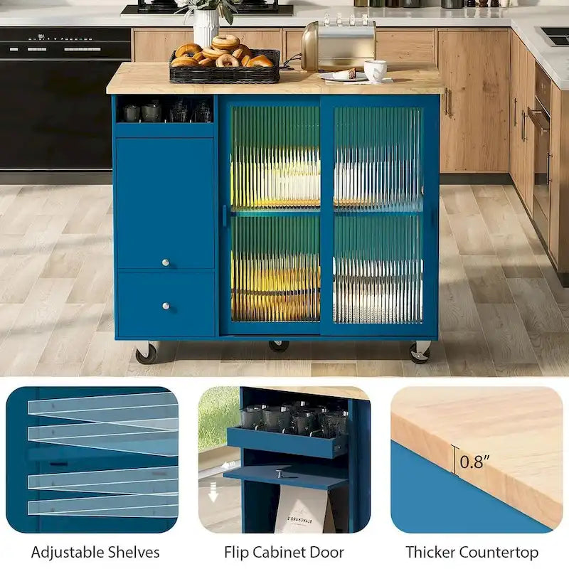 Carrito de cocina plegable con luces LED
