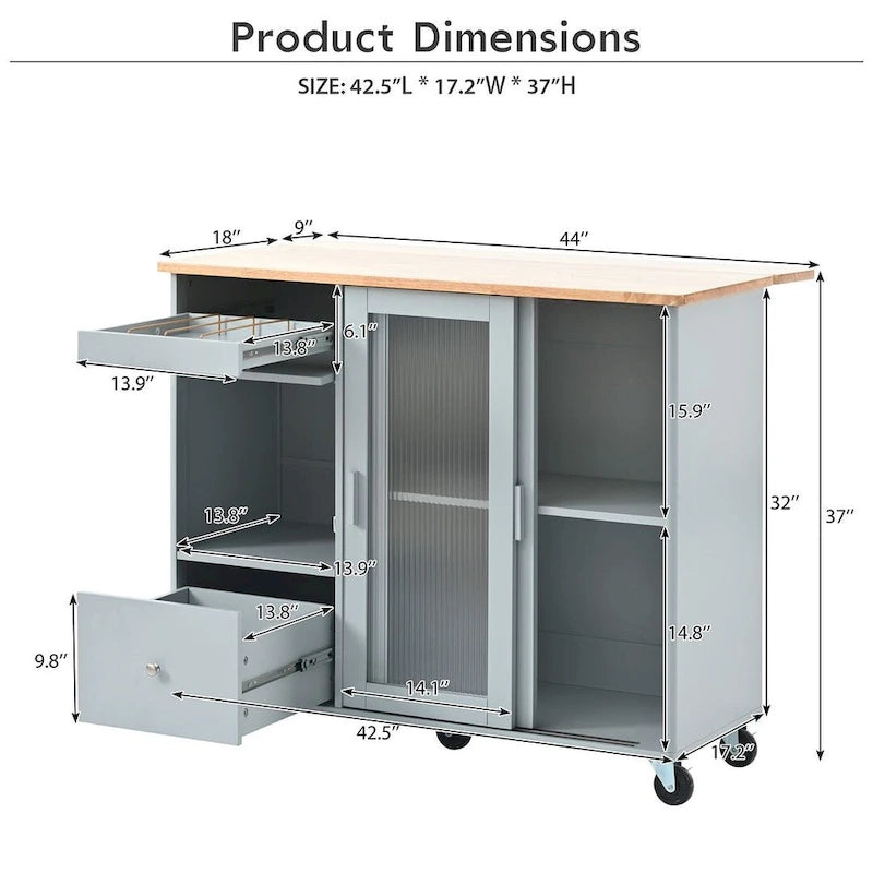 Carrito de cocina plegable con luces LED