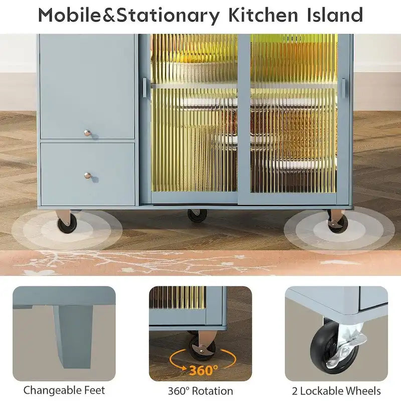 Carrito de cocina plegable con luces LED