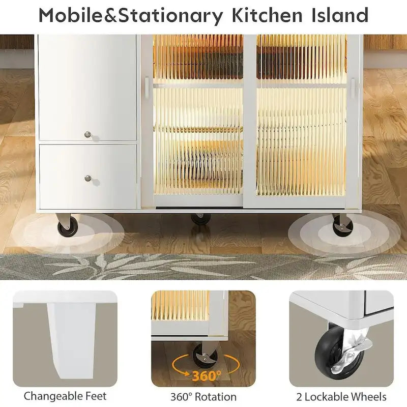 Carrito de cocina plegable con luces LED