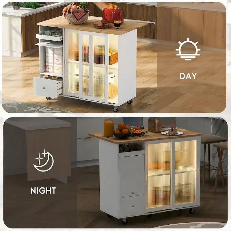 Carrito de cocina plegable con luces LED