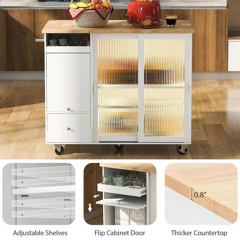 Carrito de cocina plegable con luces LED