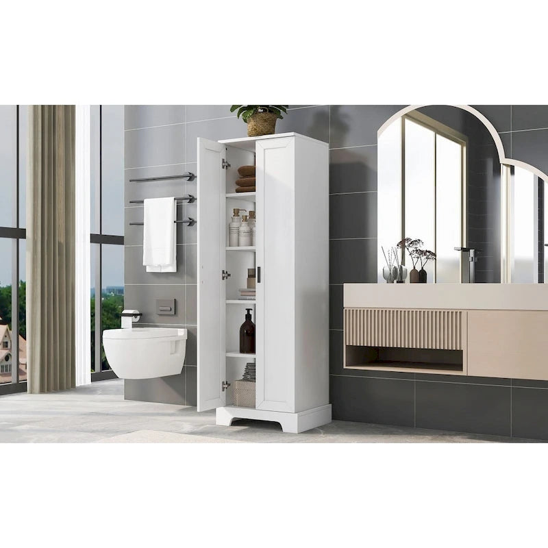 Gabinete de almacenamiento con dos puertas para baño u oficina, estante ajustable, tablero MDF