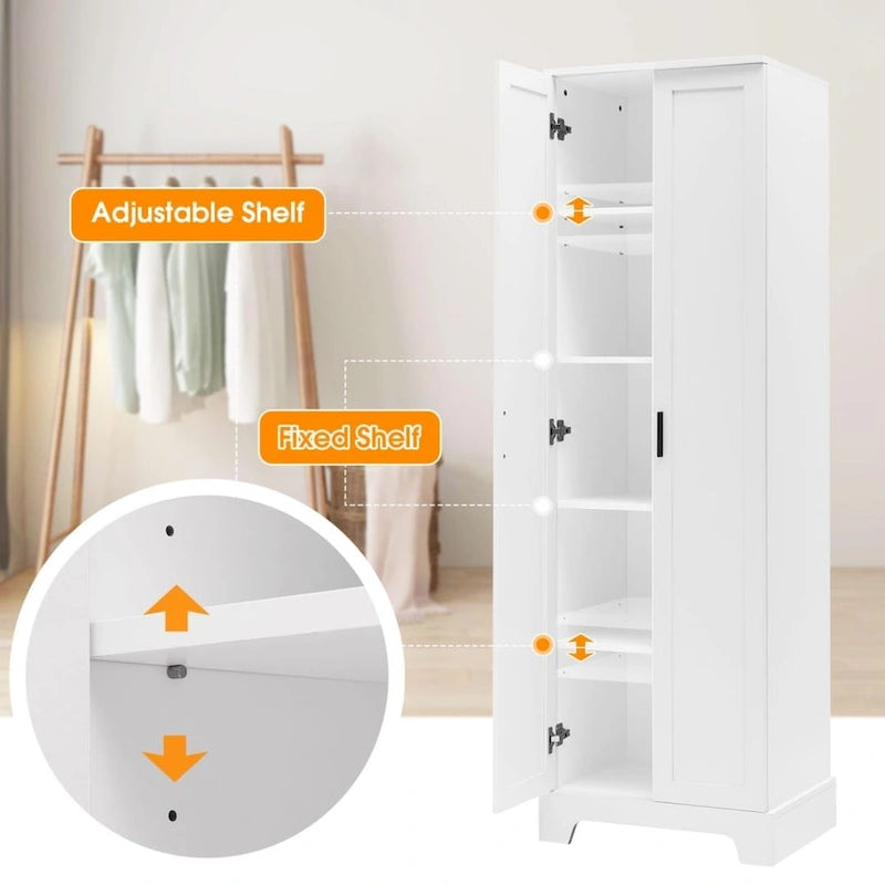 Gabinete de almacenamiento con dos puertas para baño u oficina, estante ajustable, tablero MDF