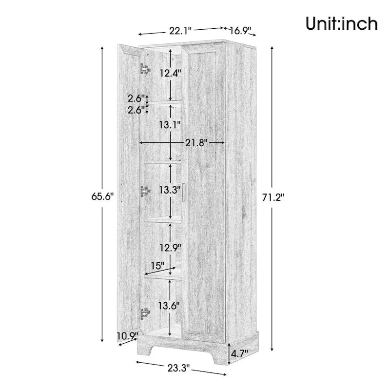 Gabinete de almacenamiento con dos puertas para baño u oficina, estante ajustable, tablero MDF