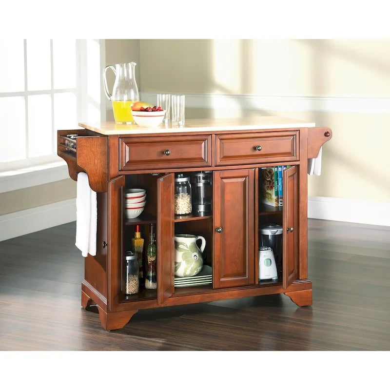 Isola da cucina classica con piano in legno naturale color ciliegio - 18d x 51.5w x 36h
