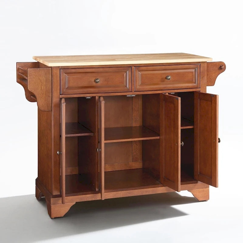 Isola da cucina classica con piano in legno naturale color ciliegio - 18d x 51.5w x 36h