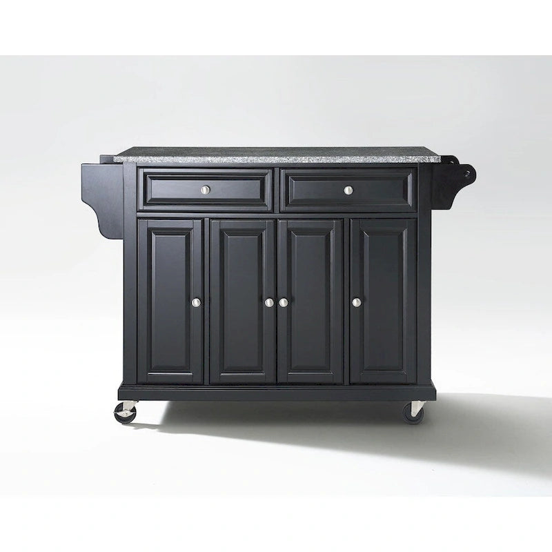 Carrito/isla de cocina con superficie de granito negro macizo - 18d x 51.5w x 36h