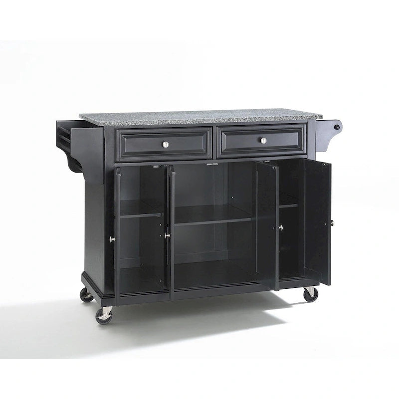 Carrito/isla de cocina con superficie de granito negro macizo - 18d x 51.5w x 36h