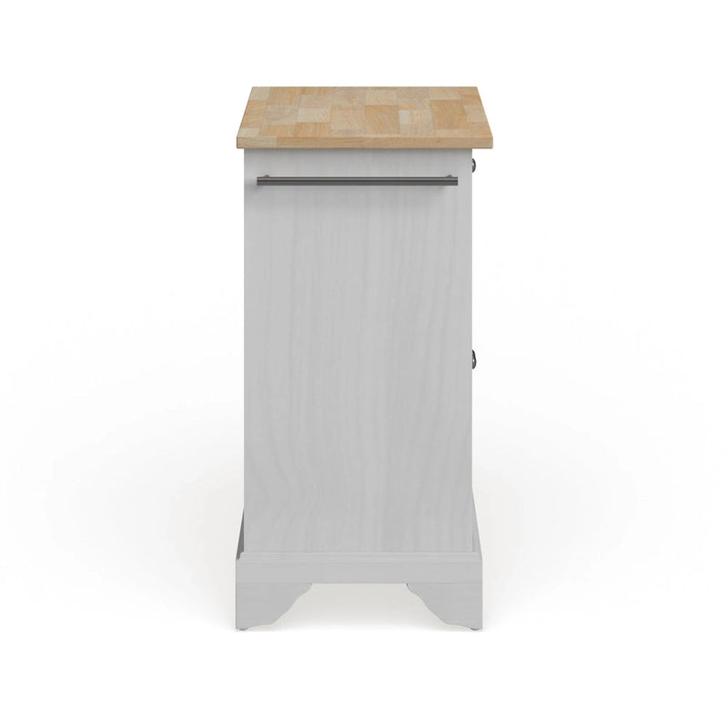 Natural Wood Top Portable Kitchen Island in White Finish - 18d x 31w x 35h