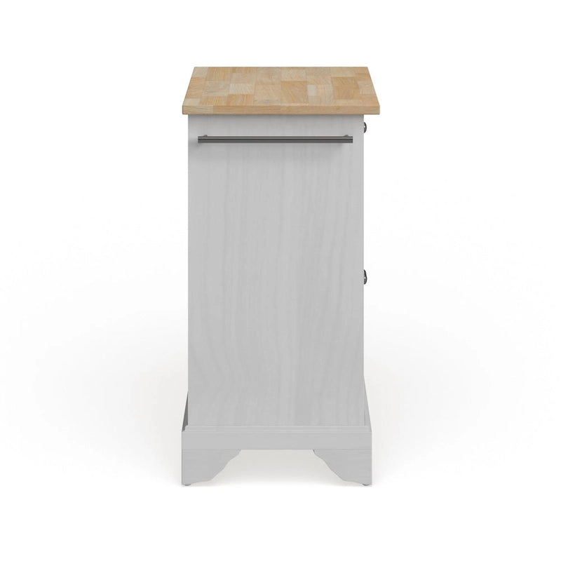 Isla de cocina portátil con superficie de madera natural y acabado blanco - 18d x 31w x 35h