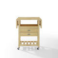 Desserte de cuisine à double rallonge rabattable, finition naturelle - 15.13d x 45w x 35.25h