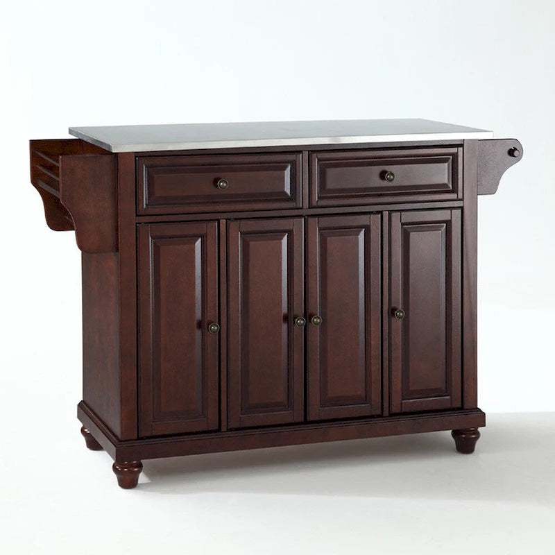 Kuchyňský ostrůvek s nerezovou deskou v povrchové úpravě Vintage Mahogany - 18d x 51.5w x 34h