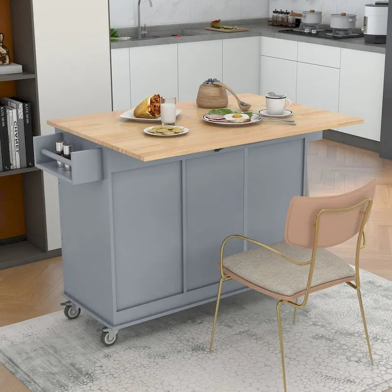 Carrito de cocina multifuncional con especiero y estantes ajustables