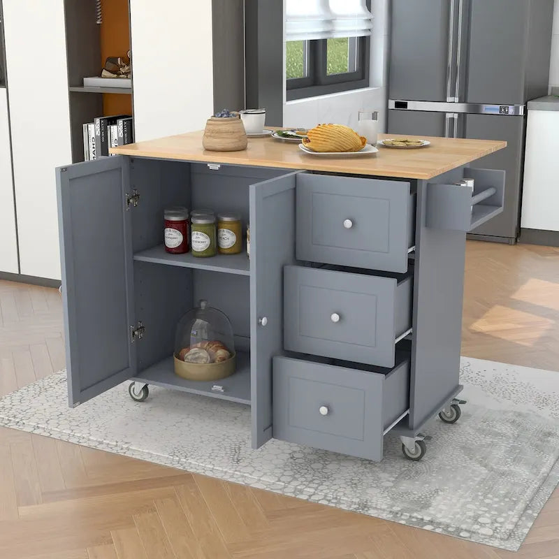 Carrito de cocina multifuncional con especiero y estantes ajustables