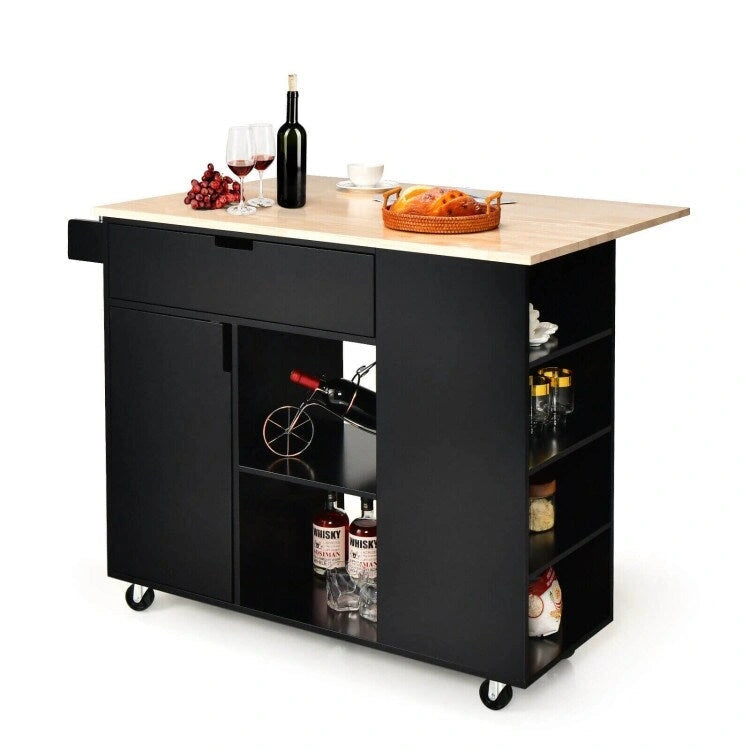Isola da cucina con piano ribaltabile in legno di gomma - 49 x 30 x 36(L x W x H)