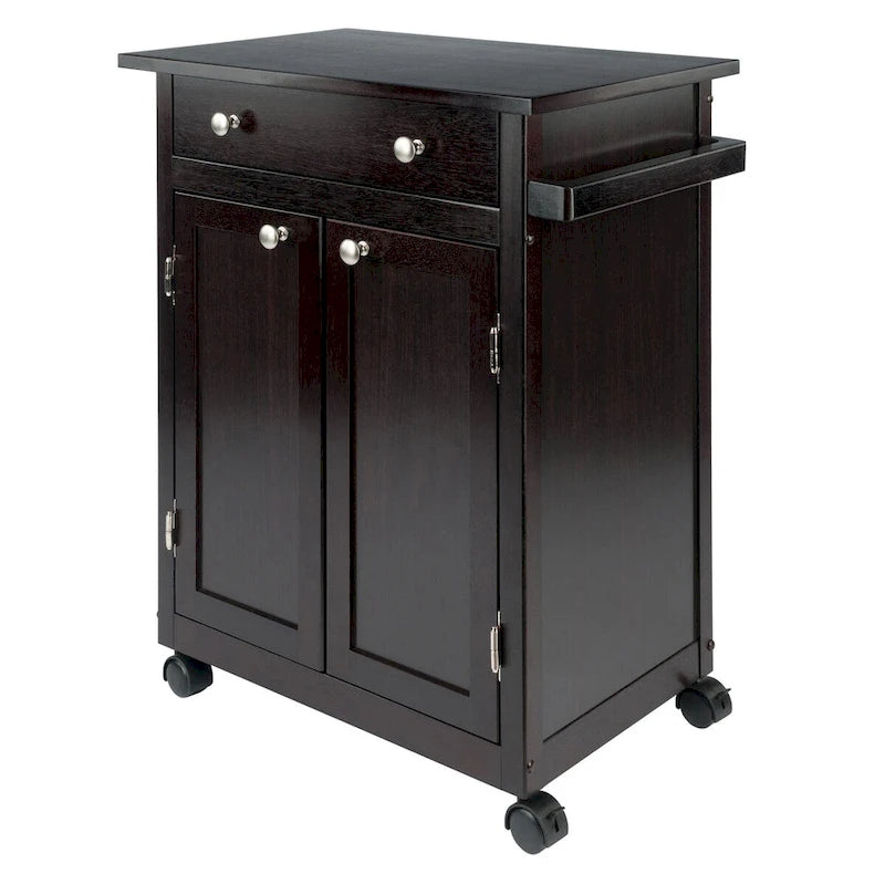 Savannah Utility Kitchen Cart, Espresso - 26.89 x 17.72 x 34.02 inches