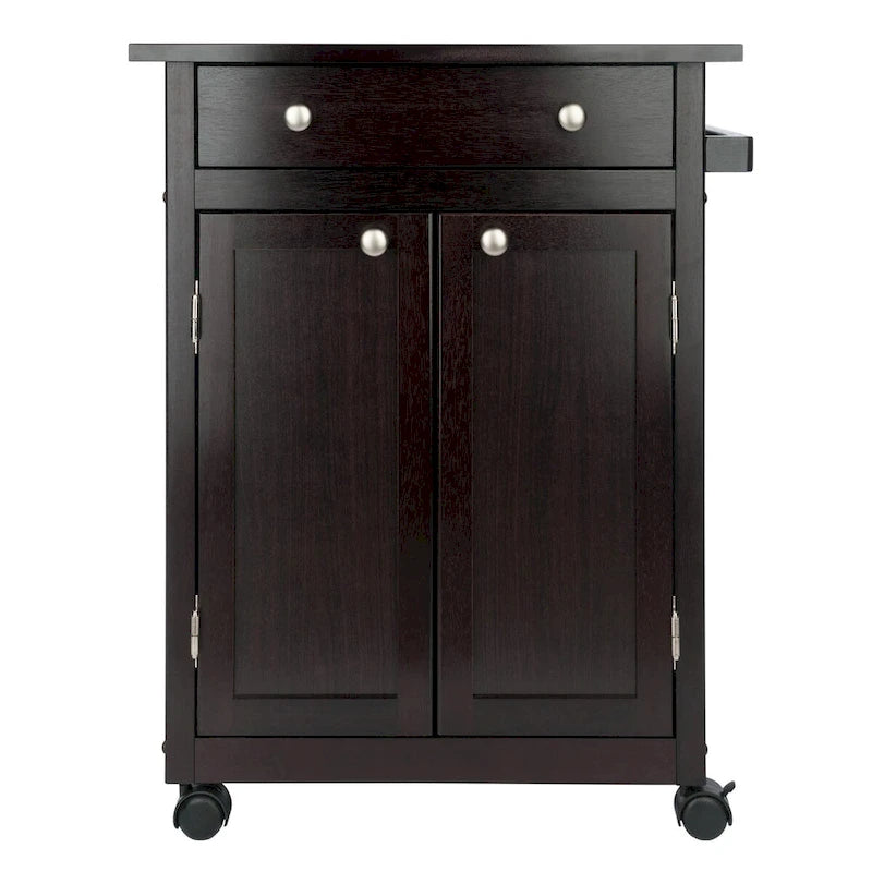 Utility Kitchen Cart, Espresso - 26.89 x 17.72 x 34.02 inches
