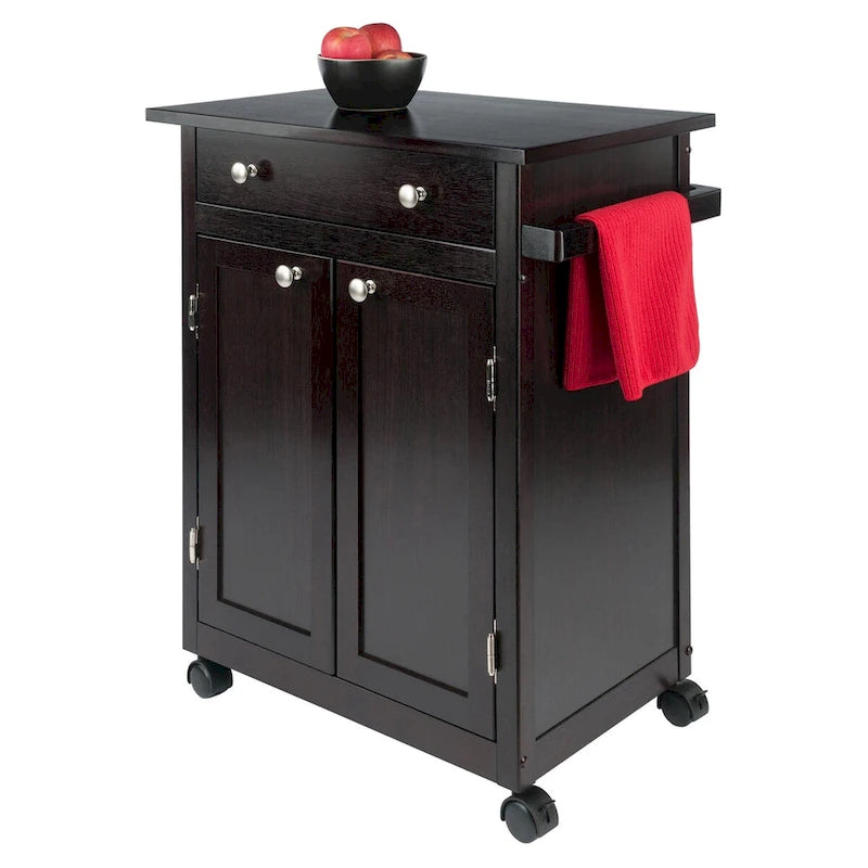 Utility Kitchen Cart, Espresso - 26.89 x 17.72 x 34.02 inches