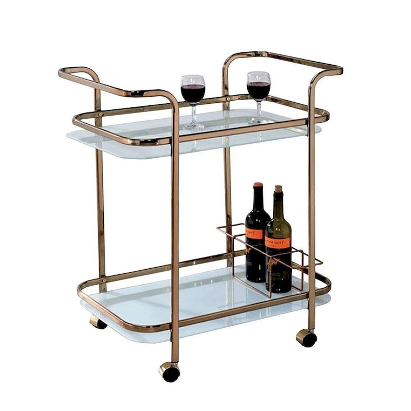 Moderner Servierwagen in Champagner-Ausführung - 32.5 H x 27 W x 16.5 L Inches