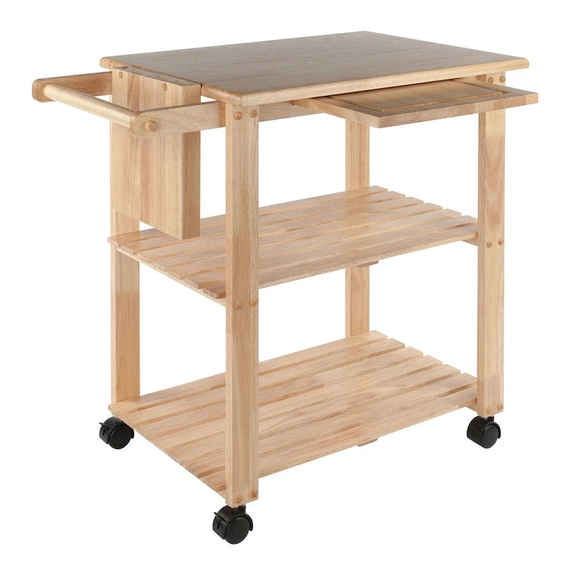 Carrinho de Cozinha Multiusos, Natural - 33.19 x 20.47 x 31.93 polegadas