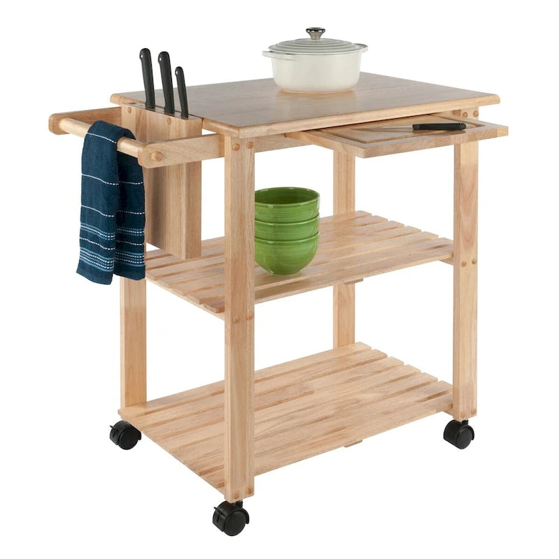 Carrinho de Cozinha Multiusos, Natural - 33.19 x 20.47 x 31.93 polegadas