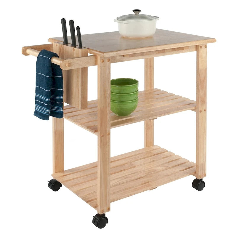 Carrinho de Cozinha Multiusos, Natural - 33.19 x 20.47 x 31.93 polegadas