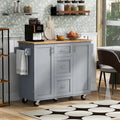 Carrello da cucina in legno di gomma con piano ribaltabile, ripiano contenitore interno, portabarattoli per spezie, 2 ripiani estraibili e 3 cassetti