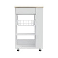 Carrito de cocina para cocina, comedor y sala de estar, blanco / roble claro