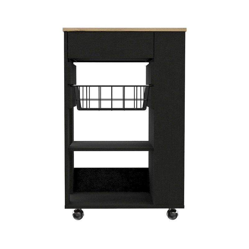 Carrito de cocina para cocina, comedor y sala de estar, blanco / roble claro