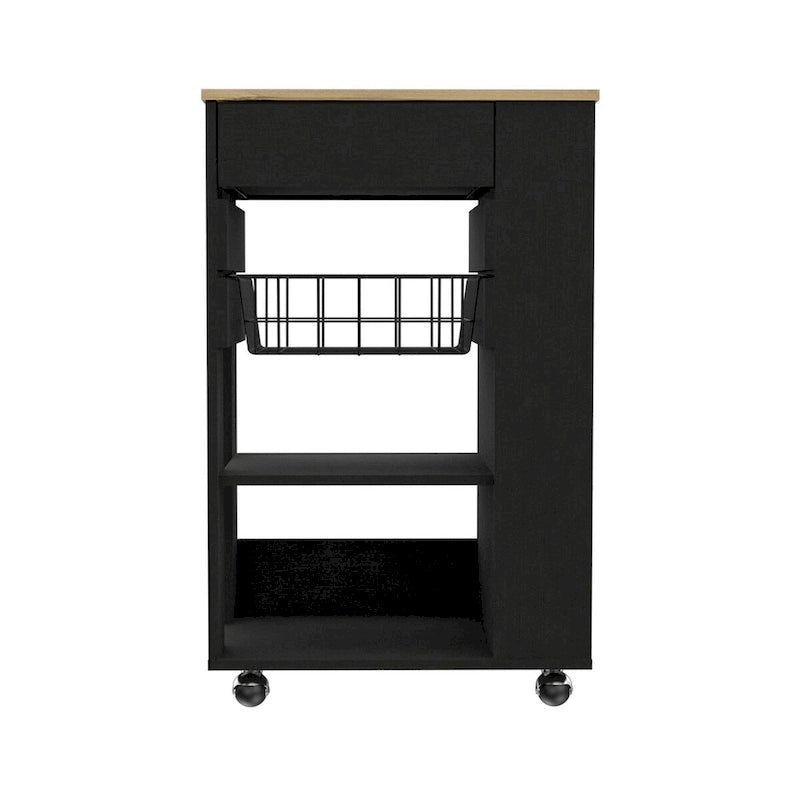 Carrito de cocina para cocina, comedor y sala de estar, blanco / roble claro