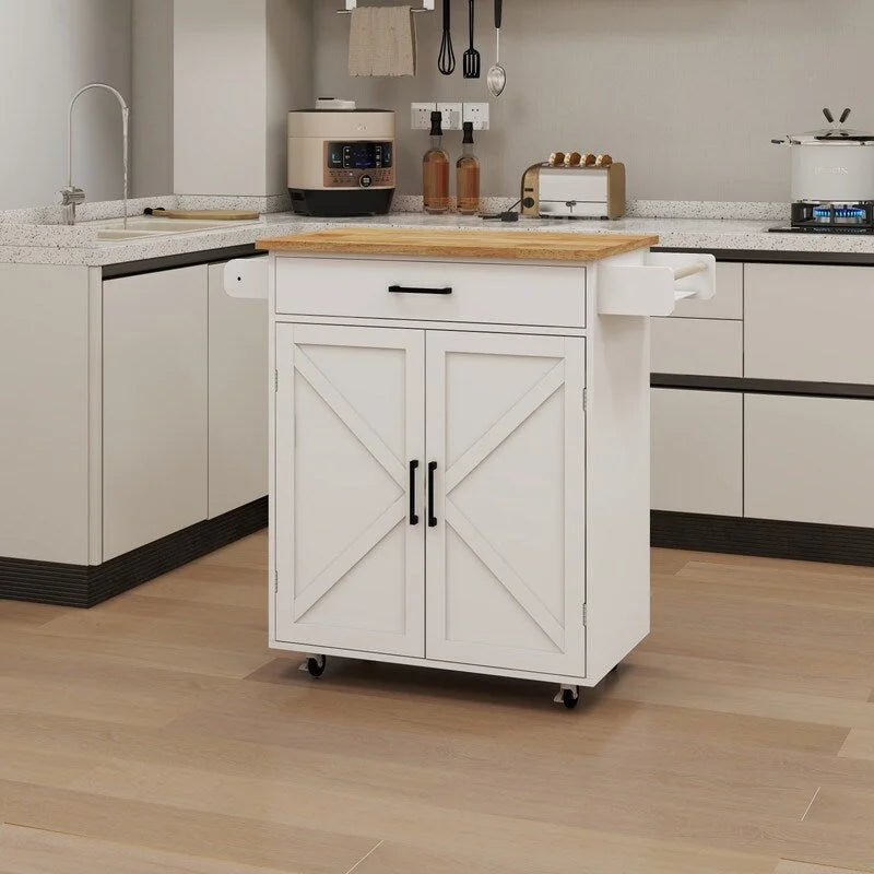 Carrito isla de cocina con ruedas y estantes ajustables