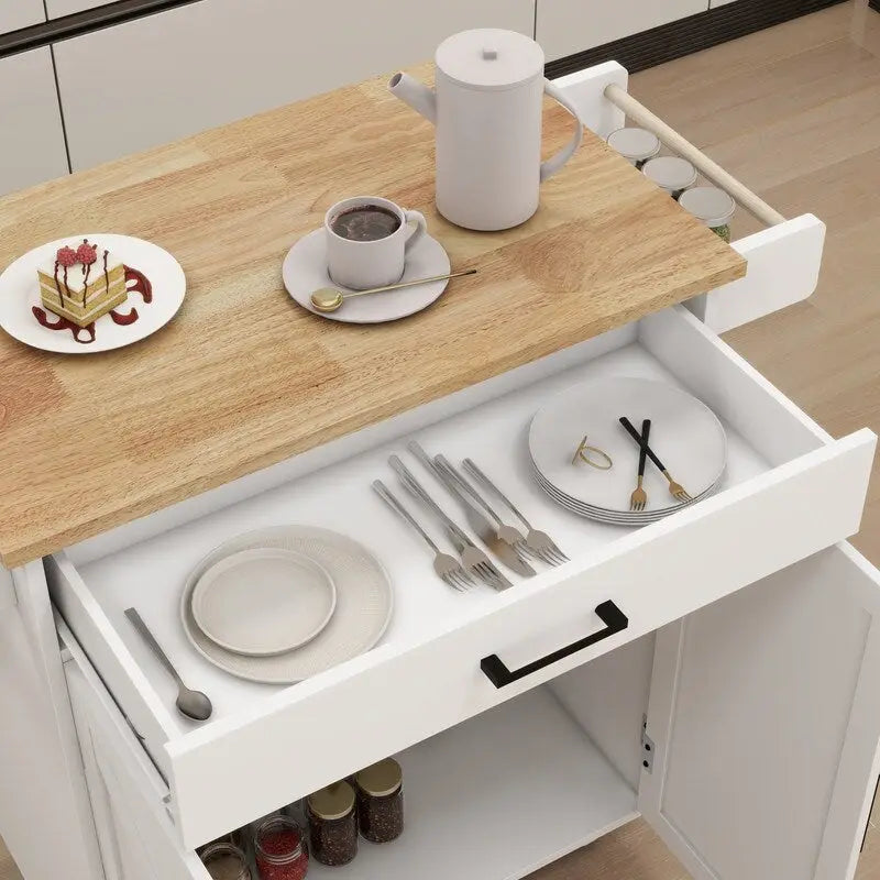 Carrito isla de cocina con ruedas y estantes ajustables
