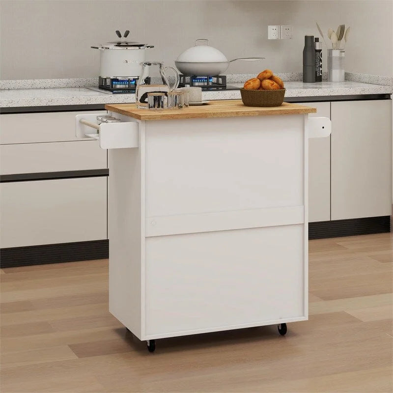Carrito isla de cocina con ruedas y estantes ajustables
