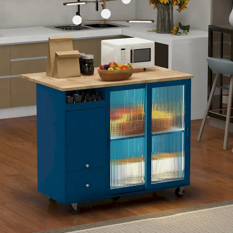 Isola da cucina con piano a ribalta e luce LED