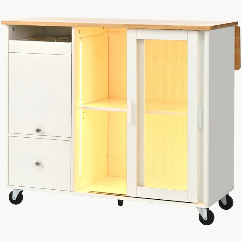 Isola da cucina con piano a ribalta e luce LED