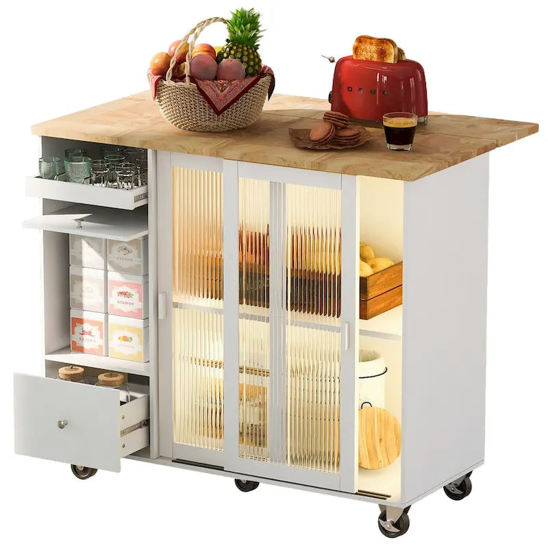 Isola da cucina con piano a ribalta e luce LED