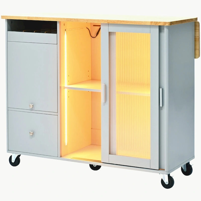 Isola da cucina con piano a ribalta e luce LED