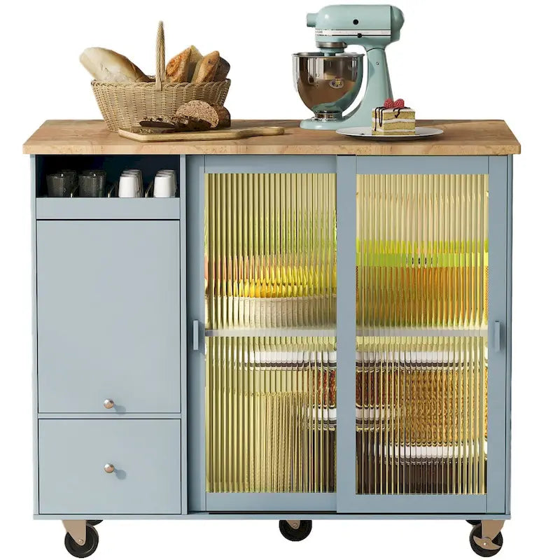 Isola da cucina con piano a ribalta e luce LED