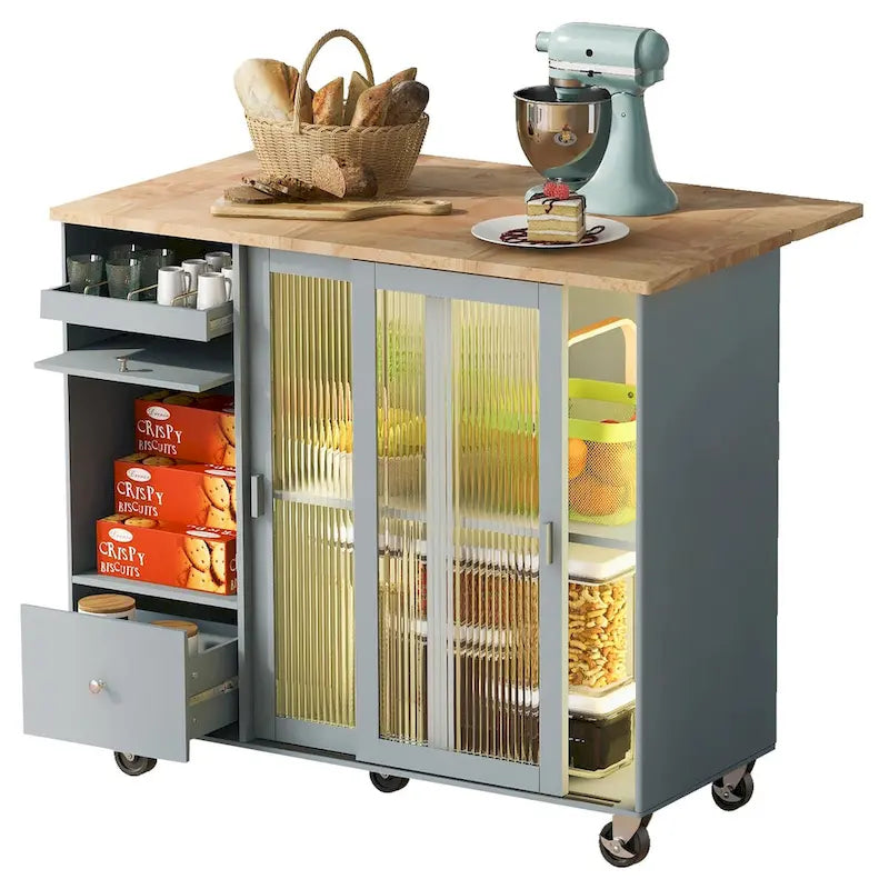 Isola da cucina con piano a ribalta e luce LED