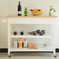 Simple Design Kitchen Island&Cart,Double Display Shelves and 2 Drawer with Wood Top