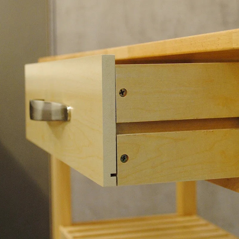 Simple Design Kitchen Island&Cart,Double Display Shelves and 2 Drawer with Wood Top
