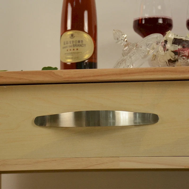 Simple Design Kitchen Island&Cart,Double Display Shelves and 2 Drawer with Wood Top